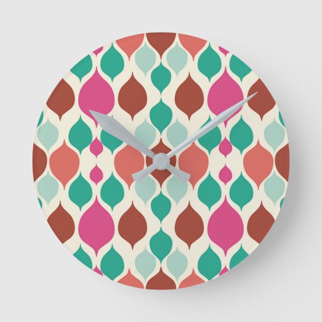 Mittelalterliche moderne, farbenfrohe Geometrie  Runde Wanduhr (Vorderseite)