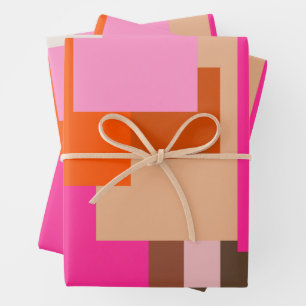 Mittelalterliche moderne, farbenfrohe geometrische geschenkpapier set