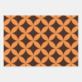 Mittelalterliche moderne geometische Kreise Orange Geschenkpapier Set