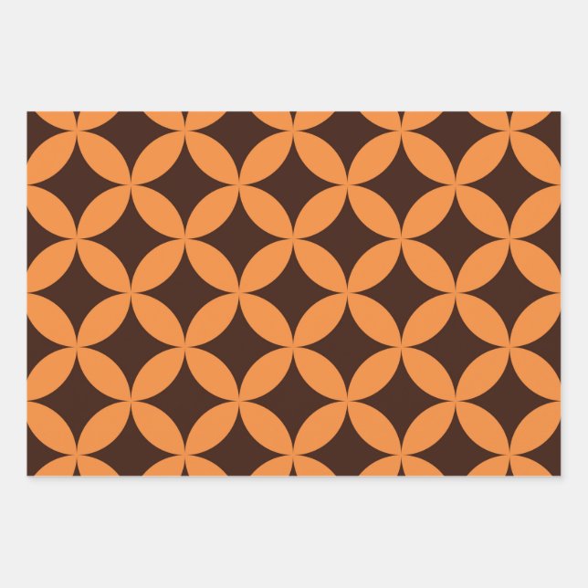 Mittelalterliche moderne geometische Kreise Orange Geschenkpapier Set (Vorderseite)