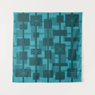 Mittelalterliche moderne geometrische Aquamarin Wandteppich