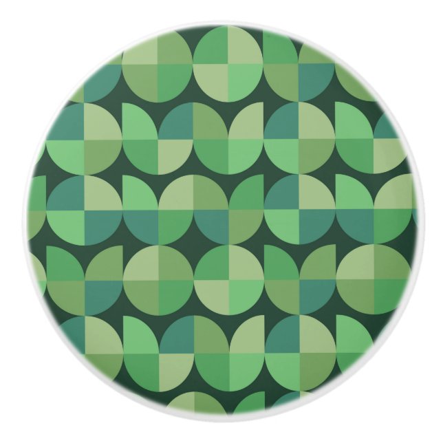 Mittelalterliche moderne geometrische Formen Grün Keramikknauf (Vorderseite)