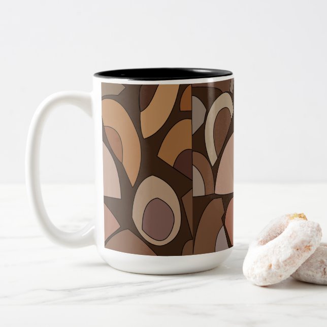 Mittelalterliche moderne geometrische Formen Zweifarbige Tasse (Mit Donut)
