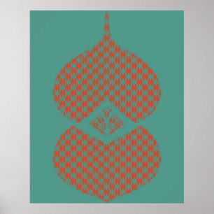 Mittelalterliche moderne geometrische Orangen-Türk Poster
