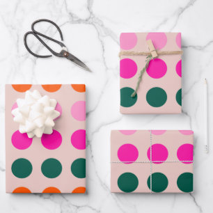 Mittelalterliche moderne geometrische Polka-Punkte Geschenkpapier Set