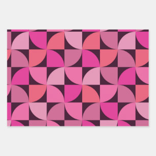 Mittelalterliche moderne geometrische rosa Koralle Geschenkpapier Set