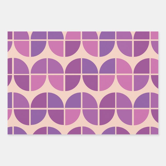 Mittelalterliche moderne geometrische rosa Lila Geschenkpapier Set (Vorderseite 3)