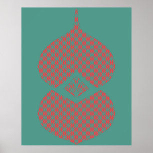 Mittelalterliche moderne geometrische rosa Türkis Poster