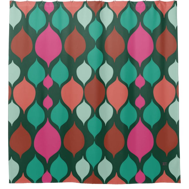 Mittelalterliche moderne grüne Geometrie Duschvorhang (Vorderseite)