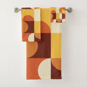 Mittelalterliche Moderne Halbkreise gelb und orang Badhandtuch Set