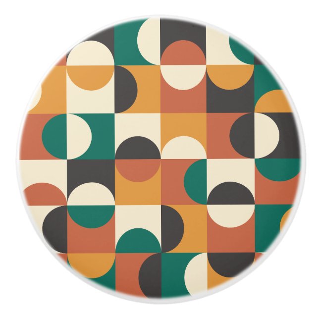 Mittelalterliche Moderne Halbkreise grün und orang Keramikknauf (Vorderseite)