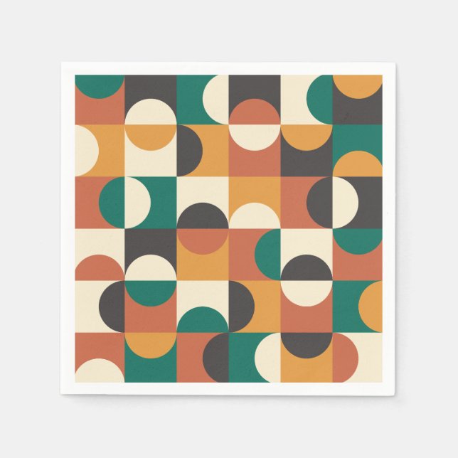 Mittelalterliche Moderne Halbkreise grün und orang Serviette (Vorderseite)