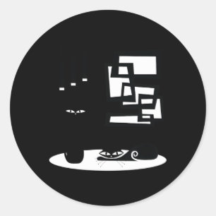 Mittelalterliche moderne Katzen und Atomen Runder Aufkleber