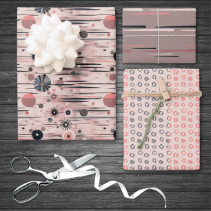 Mittelalterliche moderne Lila, blumenrosa Zirkelli Geschenkpapier Set