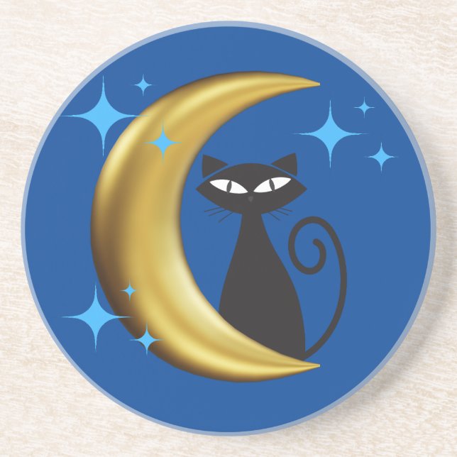 Mittelalterliche moderne MCM-Retro-Atomenkatze Getränkeuntersetzer (Vorne)