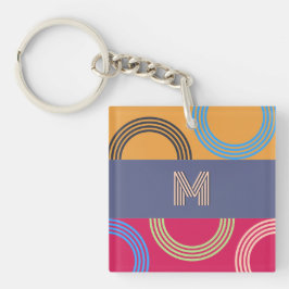 Mittelalterliche moderne Monogramm Multicolor-Abst Schlüsselanhänger
