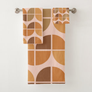 Mittelalterliche Moderne Muster orange braun Badhandtuch Set