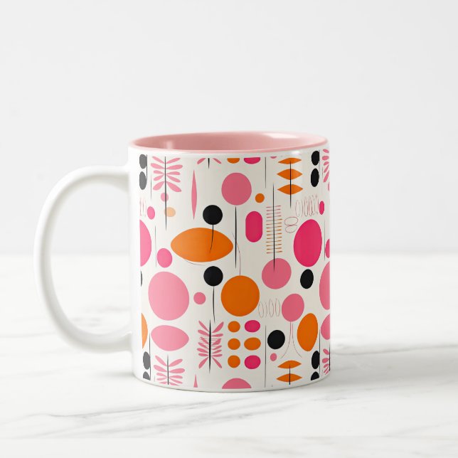 Mittelalterliche Moderne Muster Pastel Bohemische  Zweifarbige Tasse (Links)