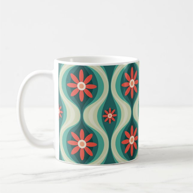 Mittelalterliche Moderne: Orangefarbene Blume Abst Kaffeetasse (Links)