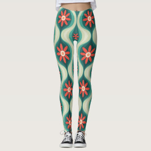 Mittelalterliche Moderne: Orangefarbene Blume Abst Leggings