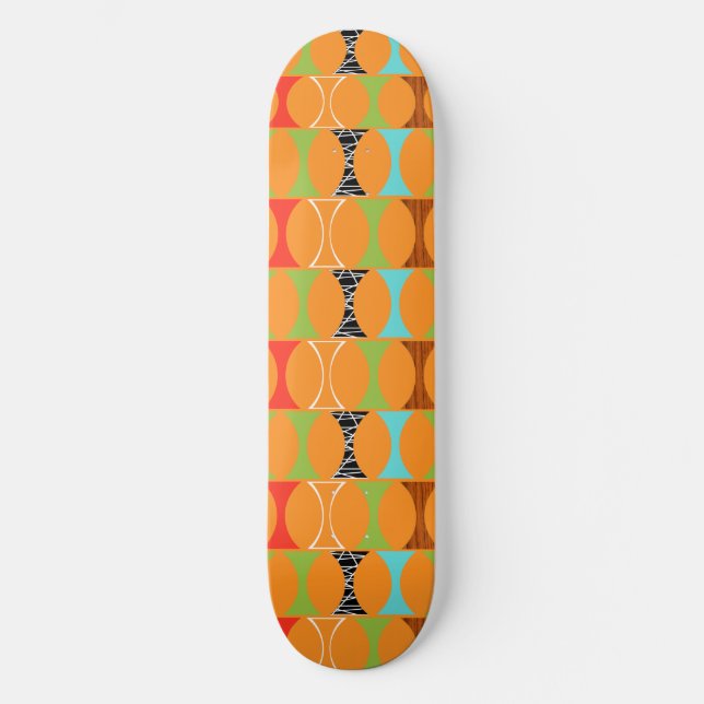 Mittelalterliche moderne Orangefarbene Musterskate Skateboard (Vorderseite)