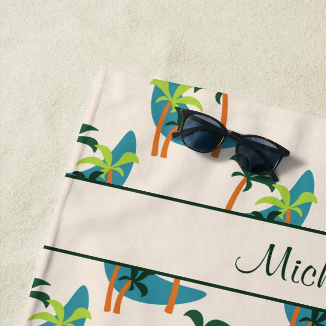 Mittelalterliche Moderne Palmenoase Personalisiert Strandtuch (Beispiel)