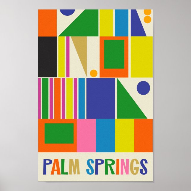 Mittelalterliche moderne Palmsprings farbenfrohe g Poster (Vorne)
