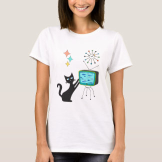 Mittelalterliche moderne Retro Atombombenkatze mit T-Shirt