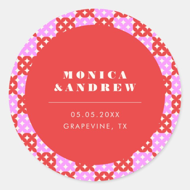 Mittelalterliche moderne Retro-Geometrie Rot und R Runder Aufkleber (Vorderseite)