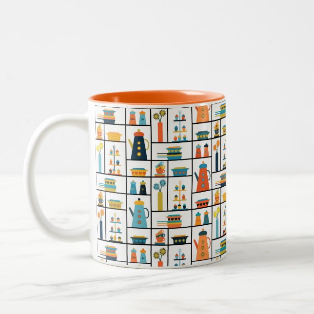 Mittelalterliche Moderne Retro Stilvolle Küchensch Zweifarbige Tasse (Links)