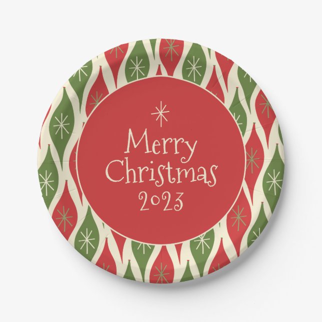Mittelalterliche Moderne Retro Vintag frohe Weihna Pappteller (Vorderseite)