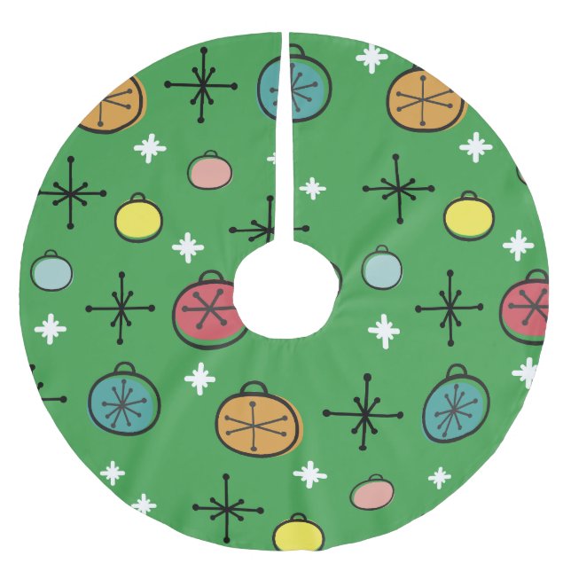 Mittelalterliche Moderne Retro Weihnachtszeit Grün Polyester Weihnachtsbaumdecke (Vorderseite)