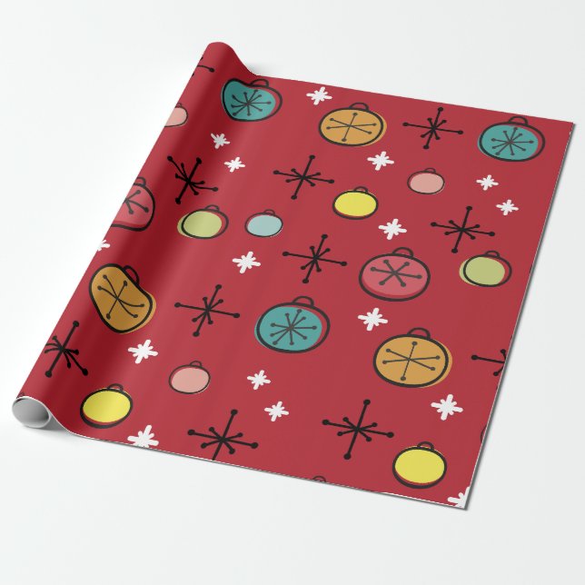 Mittelalterliche Moderne Retro Weihnachtszeit Rote Geschenkpapier (Ungerollt)