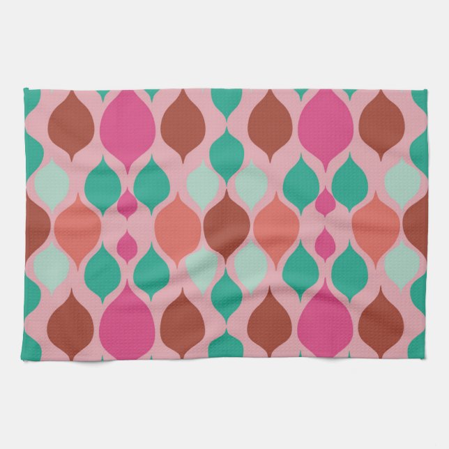 Mittelalterliche moderne rosa Geometrie Geschirrtuch (Horizontal)