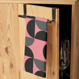 Mittelalterliche Moderne rosa schwarz und grau Geschirrtuch