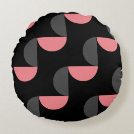 Mittelalterliche Moderne rosa schwarz und grau Rundes Kissen