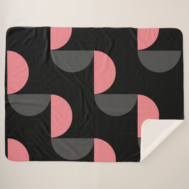 Mittelalterliche Moderne rosa schwarz und grau Sherpadecke (Vorderseite (Horizontal))
