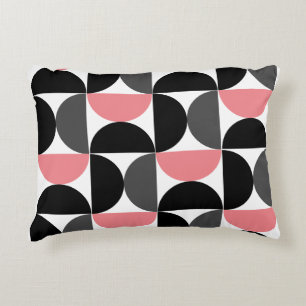 Mittelalterliche Moderne rosa Schwarz und Weiß Dekokissen