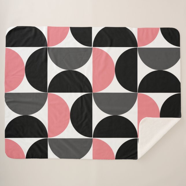 Mittelalterliche Moderne rosa Schwarz und Weiß Sherpadecke (Vorderseite (Horizontal))