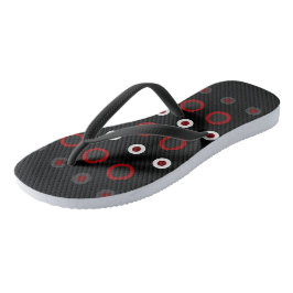Mittelalterliche Moderne Rot, Schwarz und Grau Flip Flops