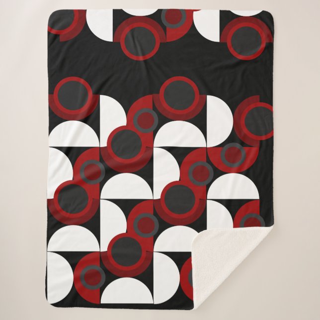 Mittelalterliche Moderne Rot, Schwarz und Grau Sherpadecke (Vorderseite)