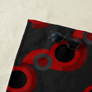 Mittelalterliche Moderne Rot, Schwarz und Grau Strandtuch