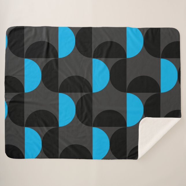 Mittelalterliche Moderne Schwarz Blau und Grau Sherpadecke (Vorderseite (Horizontal))