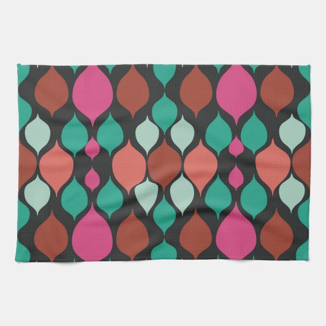 Mittelalterliche Moderne Schwarze Geometrie Geschirrtuch (Horizontal)