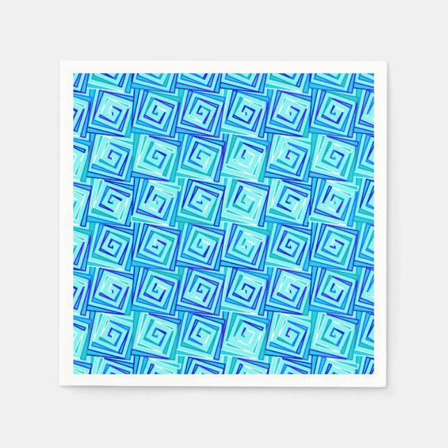 Mittelalterliche Moderne Spiralen - aqua multi Serviette (Vorderseite)