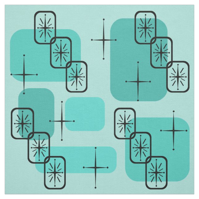 Mittelalterliche Moderne Sputnik Türkis Stoff (Muster)