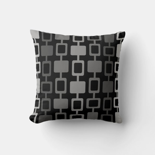 Mittelalterliche moderne Square Columns Black Gray Kissen (Vorderseite)