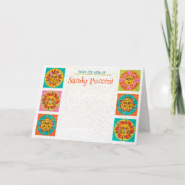 Mittelalterliche moderne Sun Faces Note Card Verti Dankeskarte