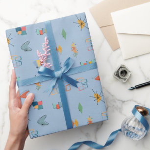 Mittelalterliche Moderne Texturiert Hellblau Geschenkpapier