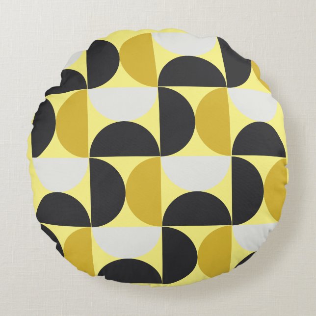 Mittelalterliche Moderne Turmerie und Gunmetall gr Rundes Kissen (Vorderseite)